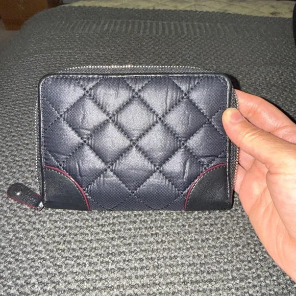 MZ Wallace Quilted Black Wallet with Red Accents Crosby - Picture 2 of 4